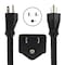Conntek SJT/SVT Extension Cord Adapter, 14 AWG; 18 AWG, Indoor, 14/3; 18/3, 3 Outlets, 5-15R, Black, PVC 05361 - alternate 3